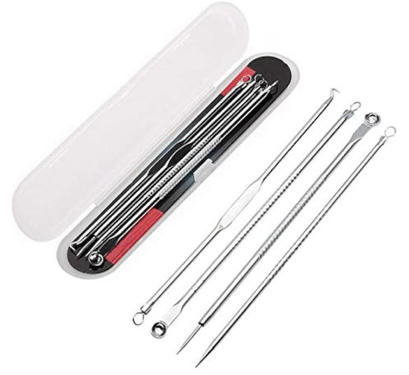 4PCS Blackhead Removal Needles Black Dots Cleaner Stainless steel Spot Extractor Acne Treatment Needle Set Face Clean Care Tool (Color : C)