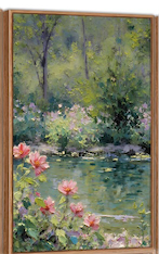 YeeHomedec Monet Botanical Framed Canvas Wall Art Set, Impressionist Floral Garden Wall Decor, Vintage Pond Tree Artwork, Nature Landscape Art Paintings for Living Room Bedroom Bathroom L35.5XW24 inch