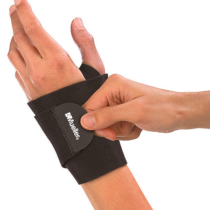 Mueller Wraparound Wrist Support, Black, One Size Fits Most