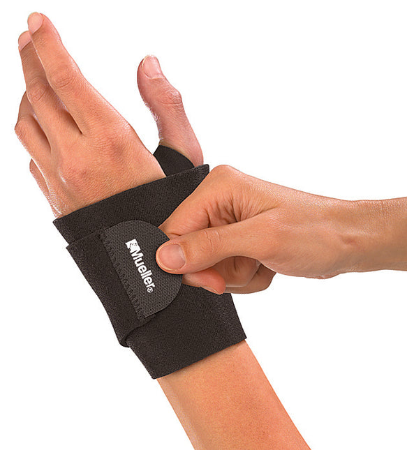 Mueller Wraparound Wrist Support, Black, One Size Fits Most