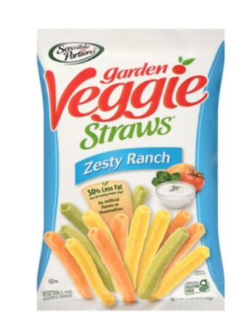 Sensible Portions Veggie Straws, Zesty Ranch Flavor, Gluten-Free Chips, Individual Snacks, 2.25 Ounce Bag,