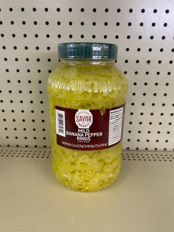 Savor Mild Banana Pepper Rings, 1 Gallon (8 lb 2.4 oz / 3.7 kg) — EXP: 09/2027