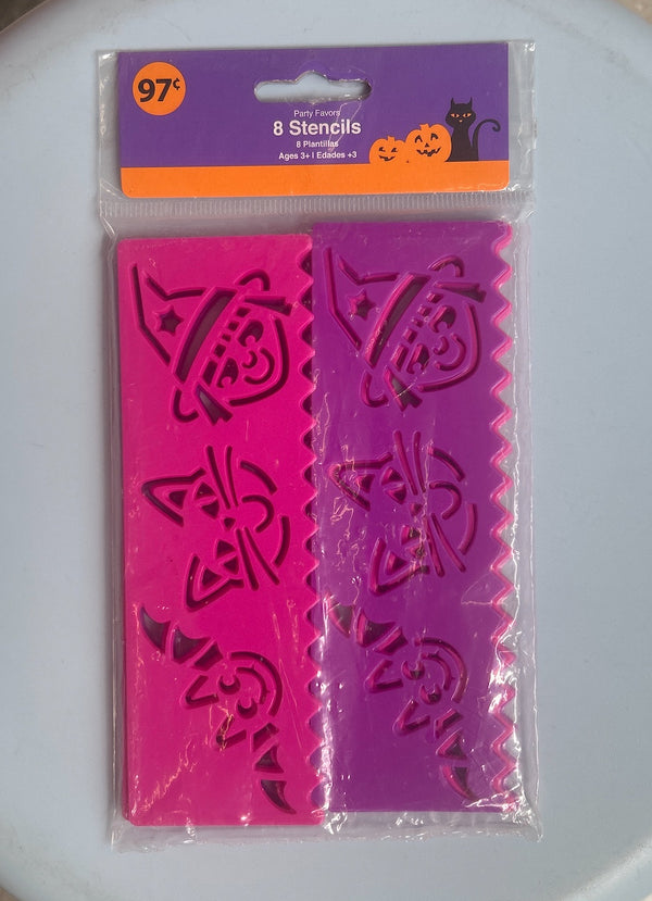 Halloween Stencil Cat Witch Bat 8 Pieces Stencil. Lot Of 17