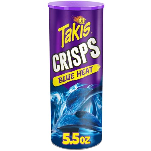 Takis Blue Heat Crisps 5.5 oz Sharing Size Can, Hot Chili Pepper Flavored Extreme Spicy Potato Crisps | Hot Chili Pepper Flavored Extreme Spicy Potato Crisps