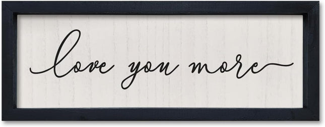 comurdyo Couples Love Quotes I Love You More Wall Decor 16"×6" Small Modern Master Bedroom Romantic for Vintage Minimalist Framed Wood Sign Horizontal Hanging Plaque Wall Art (Black)