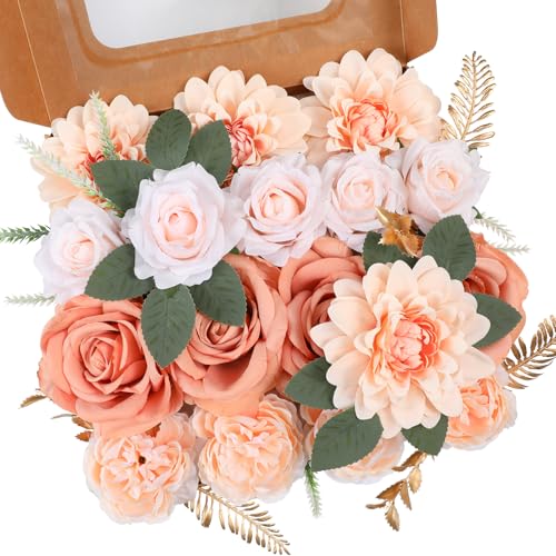 Champagne Artificial Flowers Combo Box Set for Wedding Bouquets Home Decor