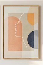 Framed Abstract Boho Canvas Wall Art for Living Room, Large Mid Century Modern Geometric Line Prints Paintings, Neutral Minimalist Beige Orange Artwork Decor for Bedroom Entryway, 16x24l Inch