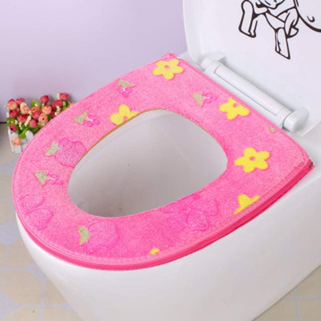 Toilet Seat Cover Pads Bathroom Four Seasons (Pattern 9(with zip), Pink,blue,tan,purple)