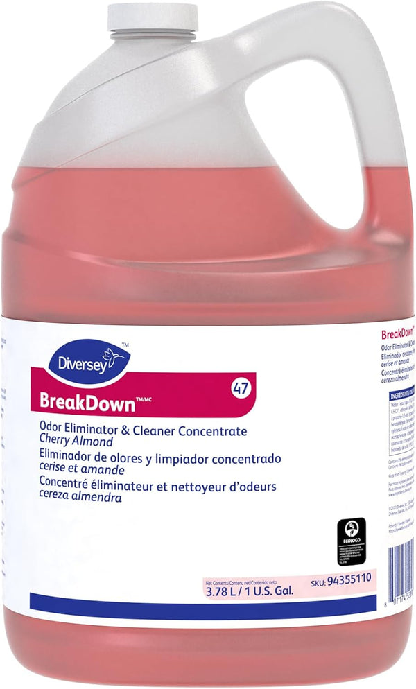 Diversey BreakDown Odor Eliminator & Cleaner, Cherry Almond, 1 gal