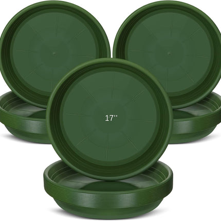12 Pcs Plastic Plant Saucer 17 Inch Green Drip Trays Heavy Duty Plant Trays for Pots 13 Inch Bottom Large Round Plant Dish Planter Tray Plant Water Trays Flower Pot Trays for Indoors Outdoor Plant