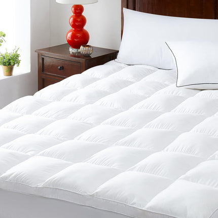 King Mattress Pad Thick Mattress Topper Pillow Top Mattress Pad Cover Quilted Fitted Mattress Protector Cotton Bed Topper with 8-21 Inch Deep Pocket, White (78 * 80 Inches)