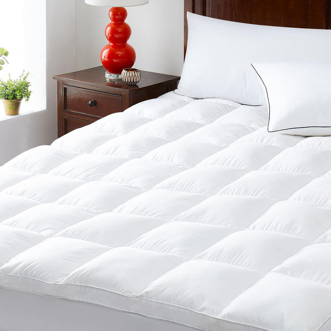 King Mattress Pad Thick Mattress Topper Pillow Top Mattress Pad Cover Quilted Fitted Mattress Protector Cotton Bed Topper with 8-21 Inch Deep Pocket, White (78 * 80 Inches)
