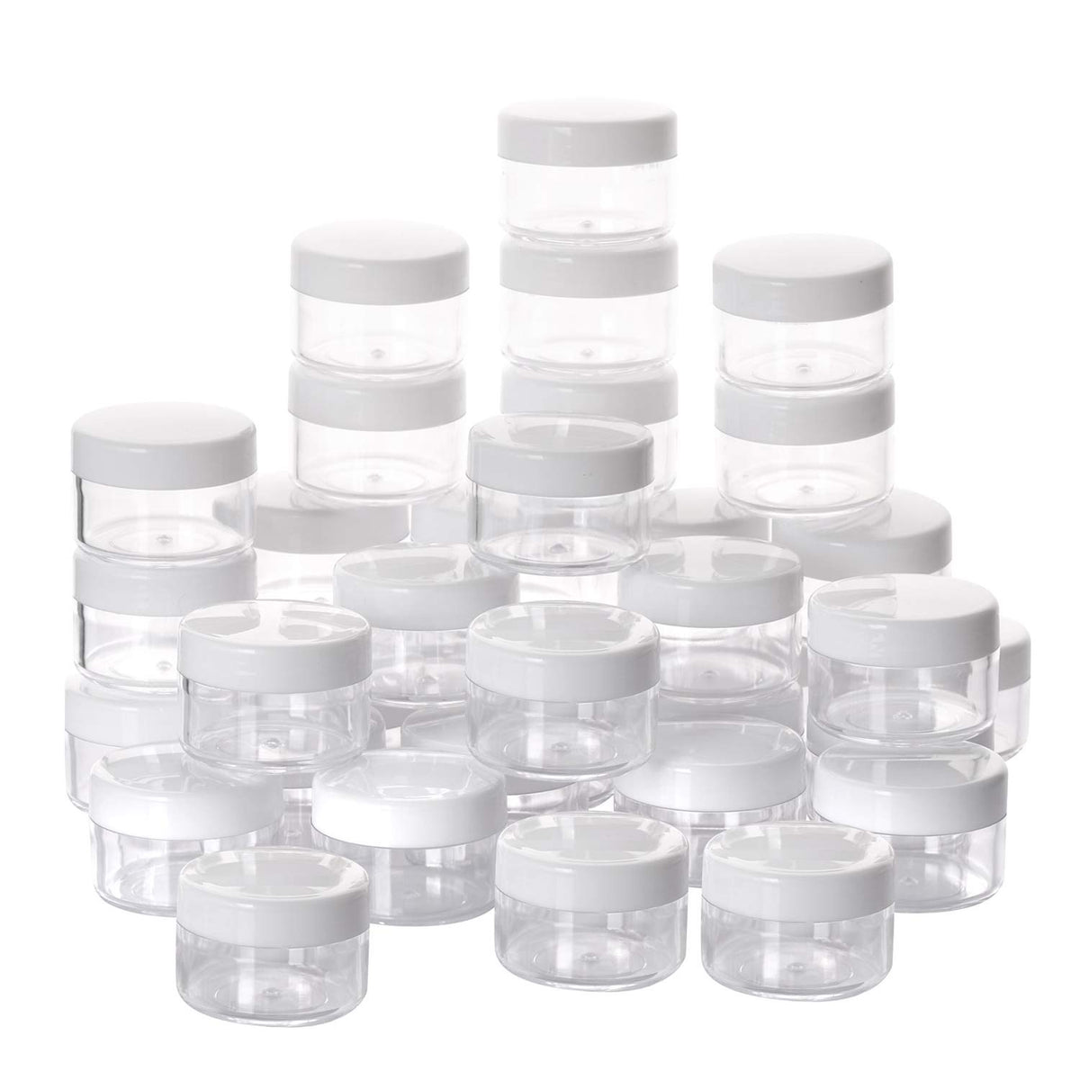 15 Count Empty Makeup Jars Cosmetic Containers with Lids Leak Proof Sample Containers Refillable Plastic Containers - White