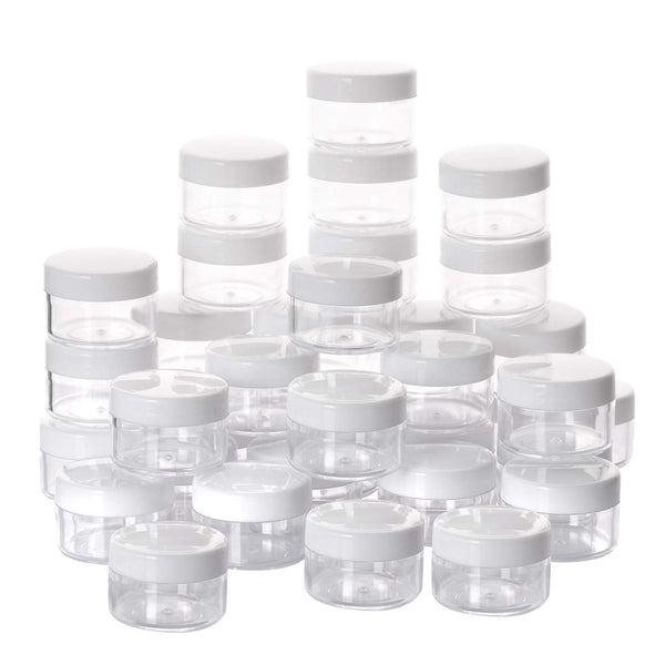 15 Count Empty Makeup Jars Cosmetic Containers with Lids Leak Proof Sample Containers Refillable Plastic Containers - White