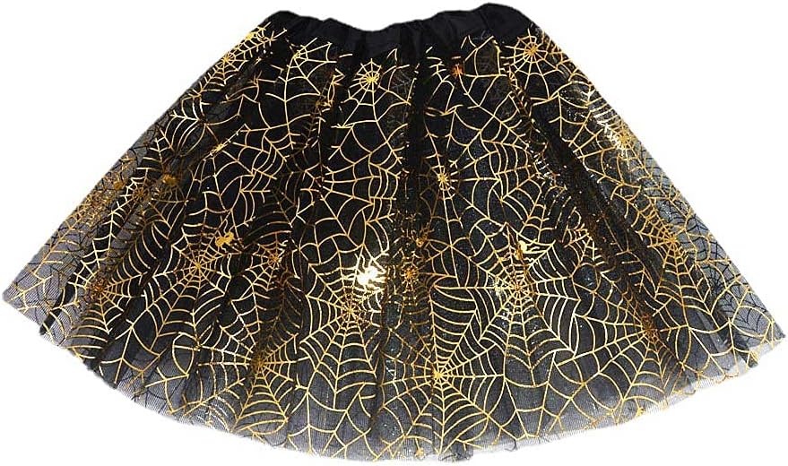 Kids Girls Horrible Scary Tutu Spider Web Cobweb Skirt Cosplay Carnival Halloween Costume Christmas