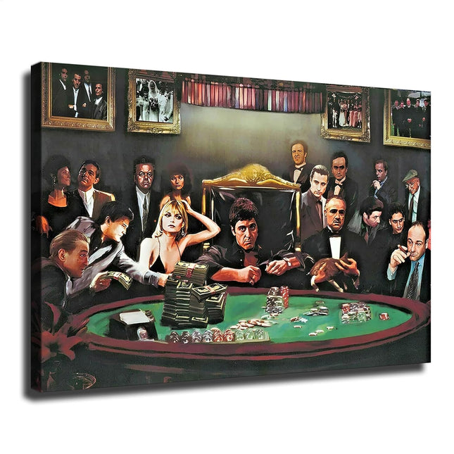 Wadyui Mafia Casino Gangster Poster Art Canvas Wall Decoration Home Living Room Decoration Classroom Kitchen Bedroom Aesthetics (Framed,20Ã—30inch)
