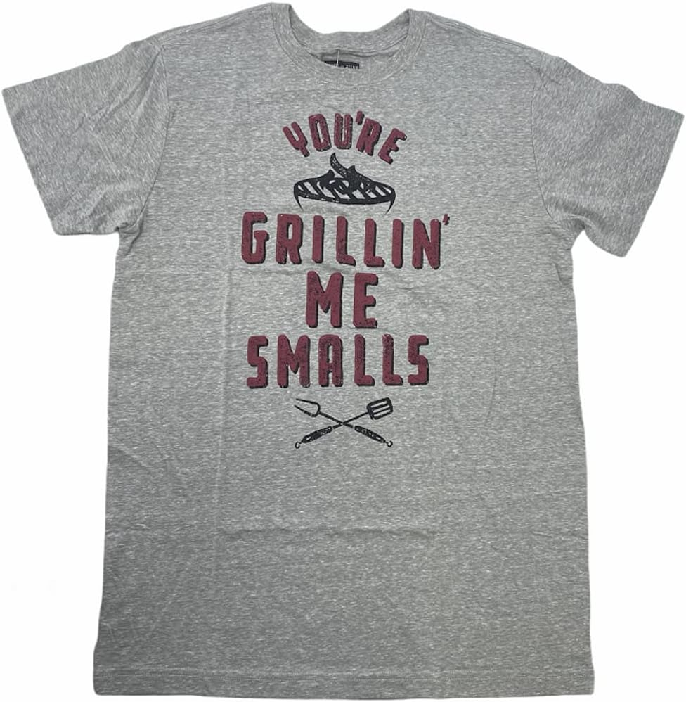State of Mine Men's Short Sleeve Grilling Me Graphic Tee (Light Heather Grey, small