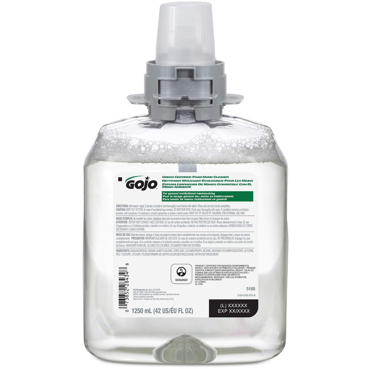 GOJO FMX-1 Foam Soap Refill, Fragrance Free, 1 ct x 1250 mL - 5165-04