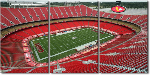 3 Panel Wall Art Chiefs American Football Poster on Canvas Framed Art Sport Paintings Geha Field at Arrowhead Stadium Picture Artwork Giclee Print for Classroom Home Decoration, 27.5" Wx42 H