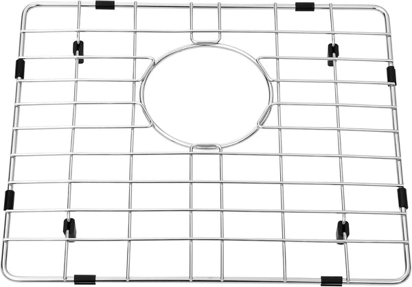Kitchen Sink Grid and Sink Protectors for Kitchen Sink, Stainless Steel Sink Grids for Bottom of Kitchen Sink, Sink bottom grid, L15.5X W15.5 inch with Rear Drain for Single Sink Bowl