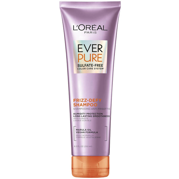 L'Oreal Paris Sulfate Free Frizz Defy Shampoo, Frizz Control Hair Care with Marula Oil, EverPure, 8.5 Fl Oz (Packaging May Vary)