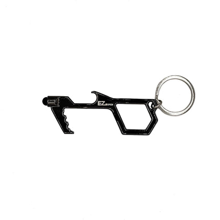 No Touch Door Opener Multitool With Stylus Tip - Contactless Door Operation - Touch Free ATM And Elevator Operation - Bottle Opener - Key Ring - 1 pc, Black