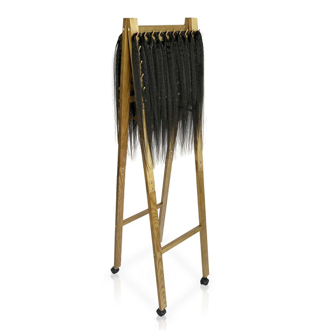 Premium Braiding Hair Rack - Wooden Hair Braiding Rack with 120 Pegs and Locking Caster Wheels - Ergonomic Braid Rack for Stylists - Time-Saving Braiding Hair Stand - Versatile Extension Holder - 54x15x19 Inches