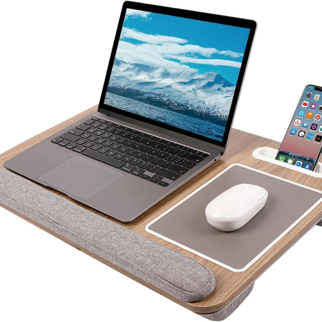 Lap Desk Laptop Table Removable Laptop Holder Small Table Including Mouse pad Built-in Tablet and Mobile Phone Holder for 13-inch Computers (21.6x14.1in)