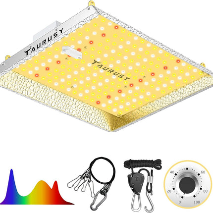 LED Grow Light, TAURUSY TSL1000 Dimmable Full Spectrum Growing Lamps Actual 110W with Upgraded LEDs (IR Included) 3x3ft Coverage Sunlike for Indoor Seedling Veg and Bloom Greenhouse