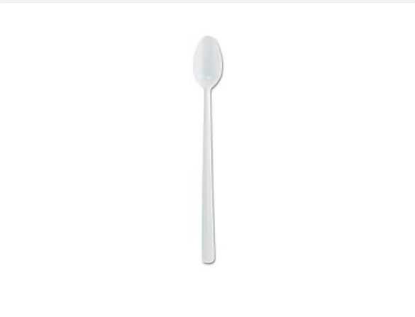Individually Wrapped Medium Weight Polypropylene 8″ White Soda Spoon