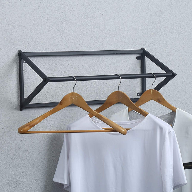 MBQQ Modern Black Metal Clothing Racks Wall Mounted,Bathroom & Bedroom Hanging Towel Bar/Clothing Rod Rack,Hanging on Bathroom,Bedroom,Balcony,Laundry