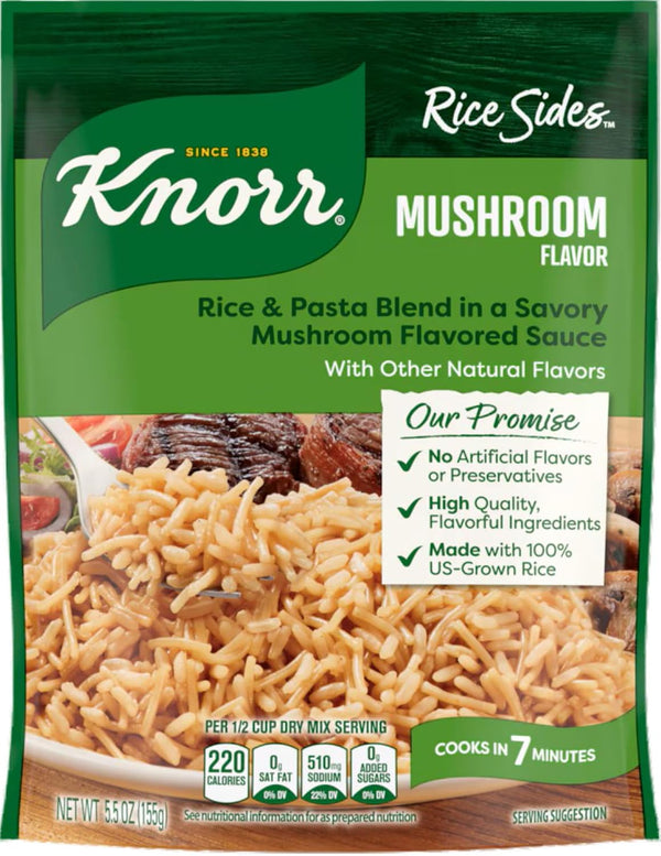 Knorr Mushroom Flavor Rice Sides, 5.5 oz . EXP: 5/2027