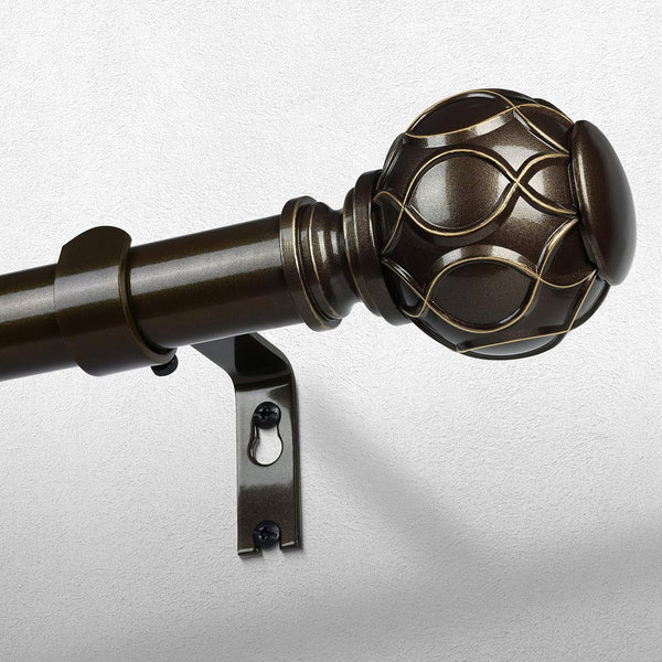 Bronze Curtain Rod 36-91 Inch Boho Decorative Antique Drapery Pole | Heavy Duty Adjustable 1 Inch Diameter Rod, Rustic Farmhouse & Coastal Style, Vintage Window Treatment, Easy Installation