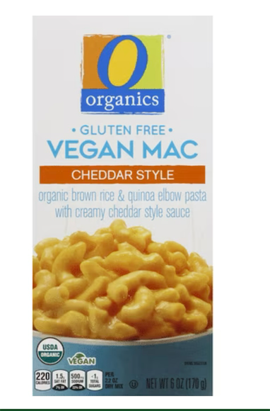 O Organics Gluten Free Vegan Mac, Cheddar Style, 6 oz (170 g) — EXP: 05/2026