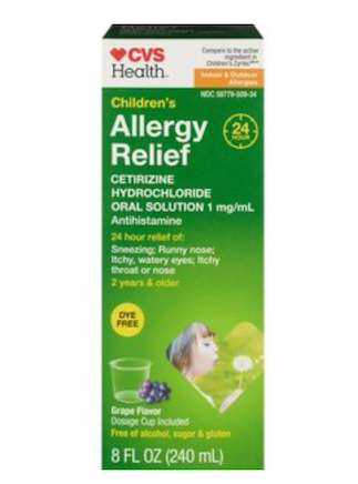 CVS Children's 24HR Allergy Cetirizine HCl Dye Free Oral Antihistamine, 8 Ounces