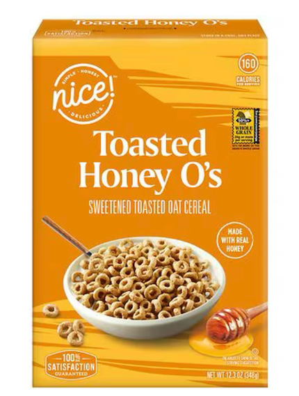 Nice! Toasted Honey O's Cereal, 12.3 oz . EXP: 12/2026