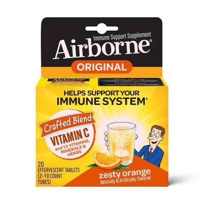 Airborne Immune Support Supplement Dissolving Tablets - Zesty Orange - 20ct
