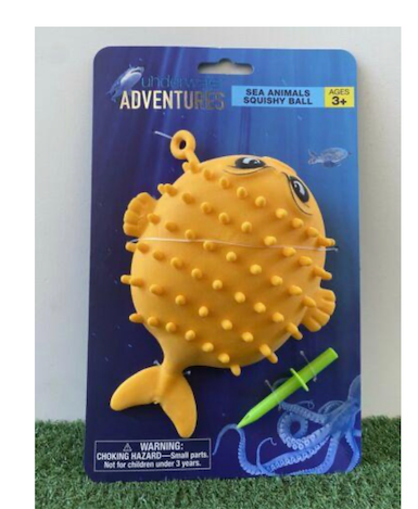 UNDERWATER ADVENTURES SEA ANIMALS SQUISHY BALL PUFFER FISH