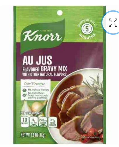 Knorr Beef Au Jus Gravy Mix delivers a rich, delicately seasoned flavor and is a great addition to a variety of dishes. Net Wt. 0.6 oz — EXP: 06/2027